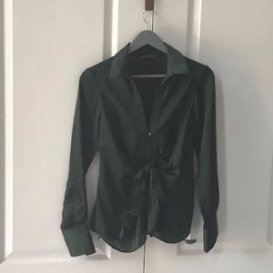 Zara Emerald Green Evening Blouse w. Tie Front M
